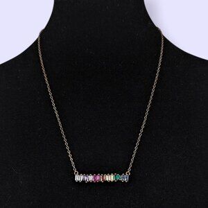 (2/$20) Dainty Rainbow Stone Pendant Necklace